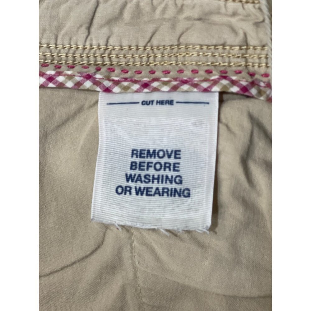 OLD‎ NAVY Wide Leg Twill Trousers Women's 10 Regular Tan Low-Rise Button Pockets - Picture 15 of 16